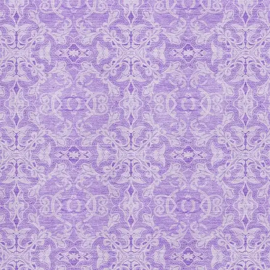 Lavender And Ivory Medallion Washable Area Rug With UV Protection Photo 3