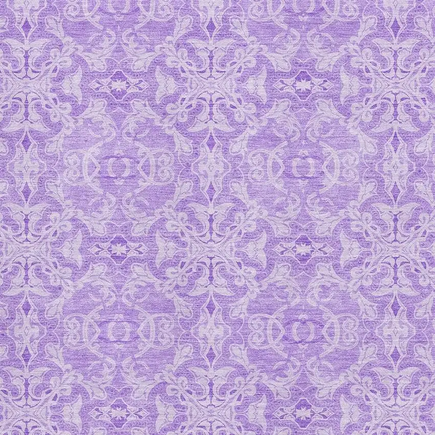 Lavender And Ivory Medallion Washable Area Rug With UV Protection Photo 3