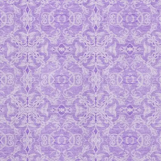 Lavender And Ivory Medallion Washable Area Rug With UV Protection Photo 3
