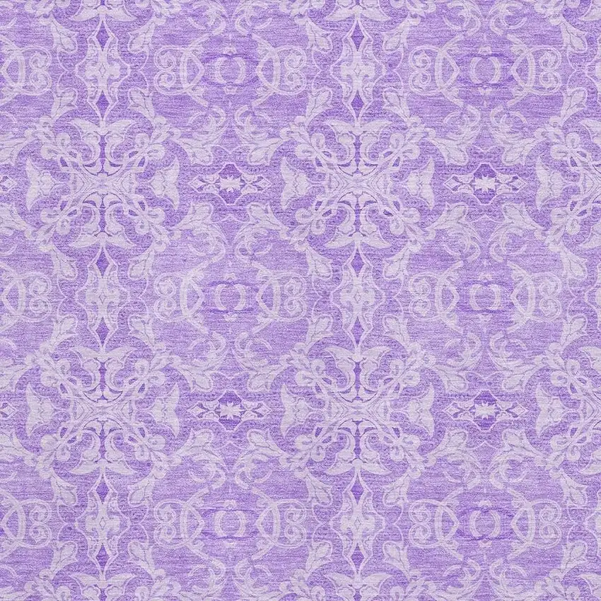 Lavender And Ivory Medallion Washable Area Rug With UV Protection Photo 3