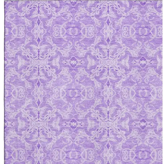 Lavender And Ivory Medallion Washable Area Rug With UV Protection Photo 3