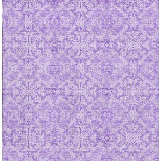 Lavender And Ivory Medallion Washable Area Rug With UV Protection Photo 4