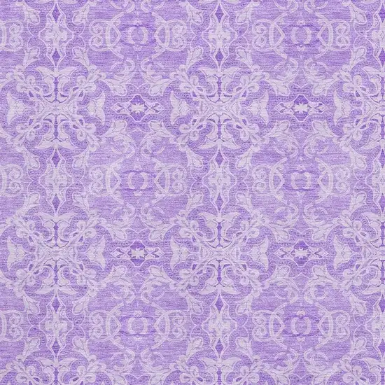 Lavender And Ivory Medallion Washable Area Rug With UV Protection Photo 3