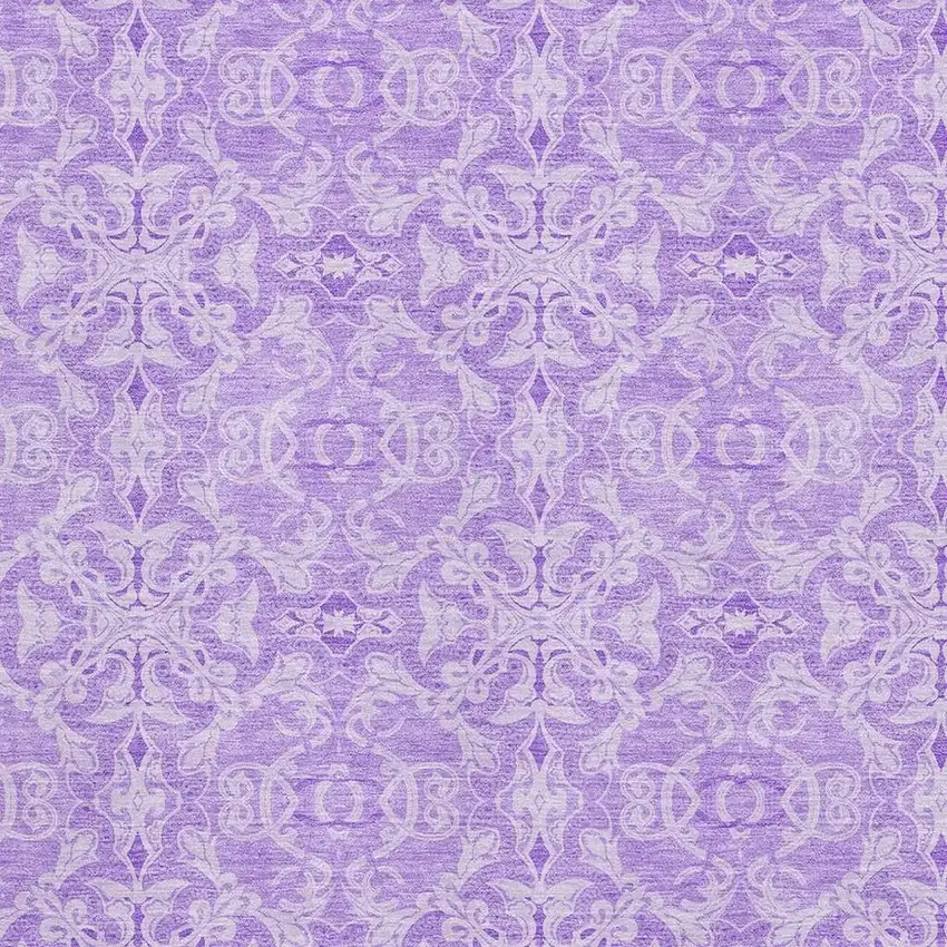 Lavender And Ivory Medallion Washable Area Rug With UV Protection Photo 3