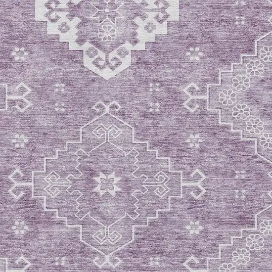 Lavender And Ivory Medallion Washable Area Rug With UV Protection Photo 3