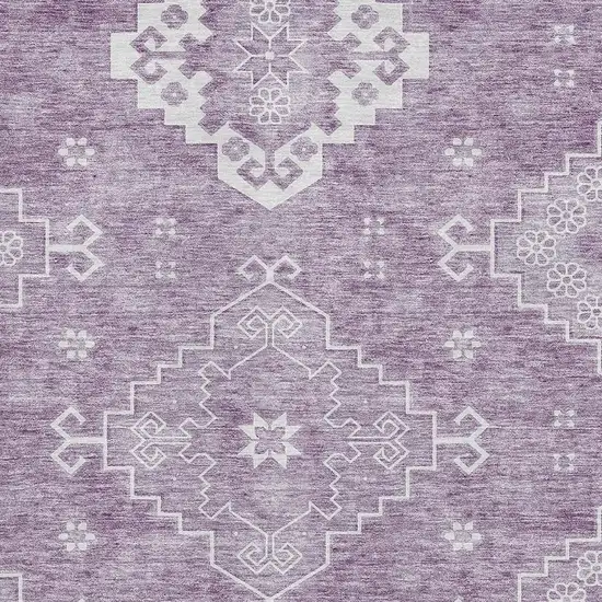 Lavender And Ivory Medallion Washable Area Rug With UV Protection Photo 3