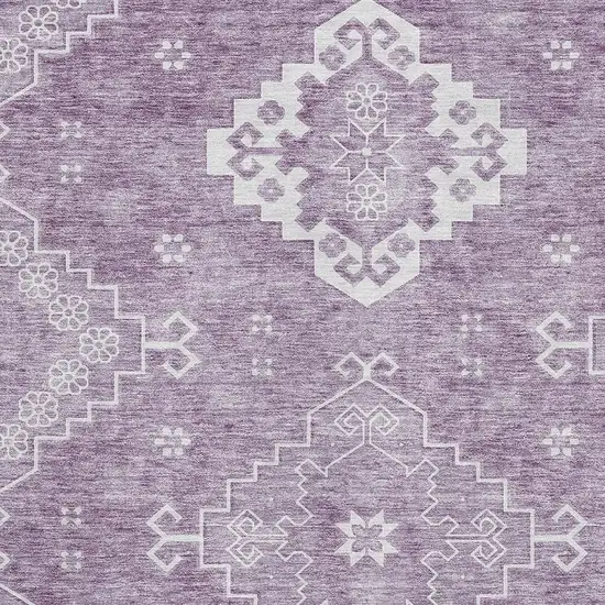 Lavender And Ivory Medallion Washable Area Rug With UV Protection Photo 3