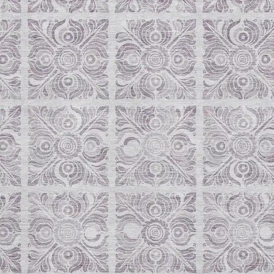 Lavender And Ivory Medallion Washable Area Rug With UV Protection Photo 3