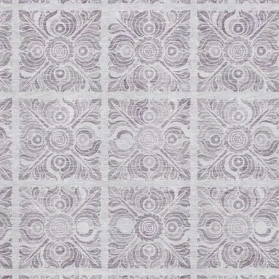 Lavender And Ivory Medallion Washable Area Rug With UV Protection Photo 3