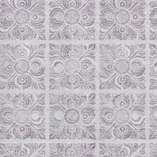 Lavender And Ivory Medallion Washable Area Rug With UV Protection Photo 3