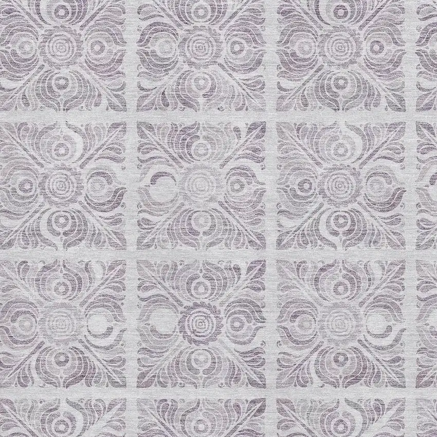 Lavender And Ivory Medallion Washable Area Rug With UV Protection Photo 3