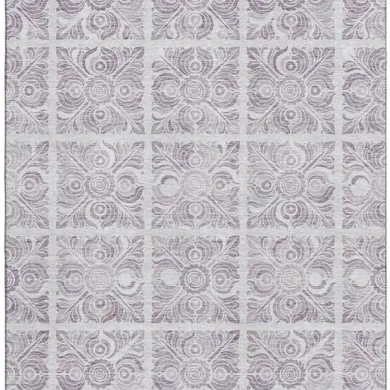 Lavender And Ivory Medallion Washable Area Rug With UV Protection Photo 3