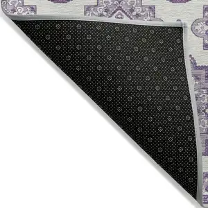 Photo of Lavender And Ivory Medallion Washable Indoor Outdoor Area Rug