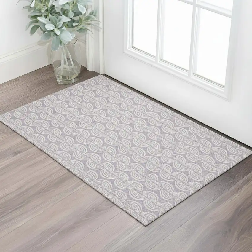 Lavender And Ivory Ogee Washable Area Rug With UV Protection Photo 2