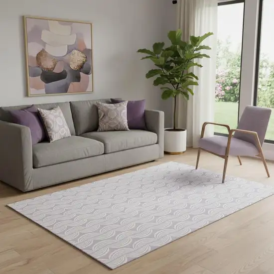 Lavender And Ivory Ogee Washable Area Rug With UV Protection Photo 2