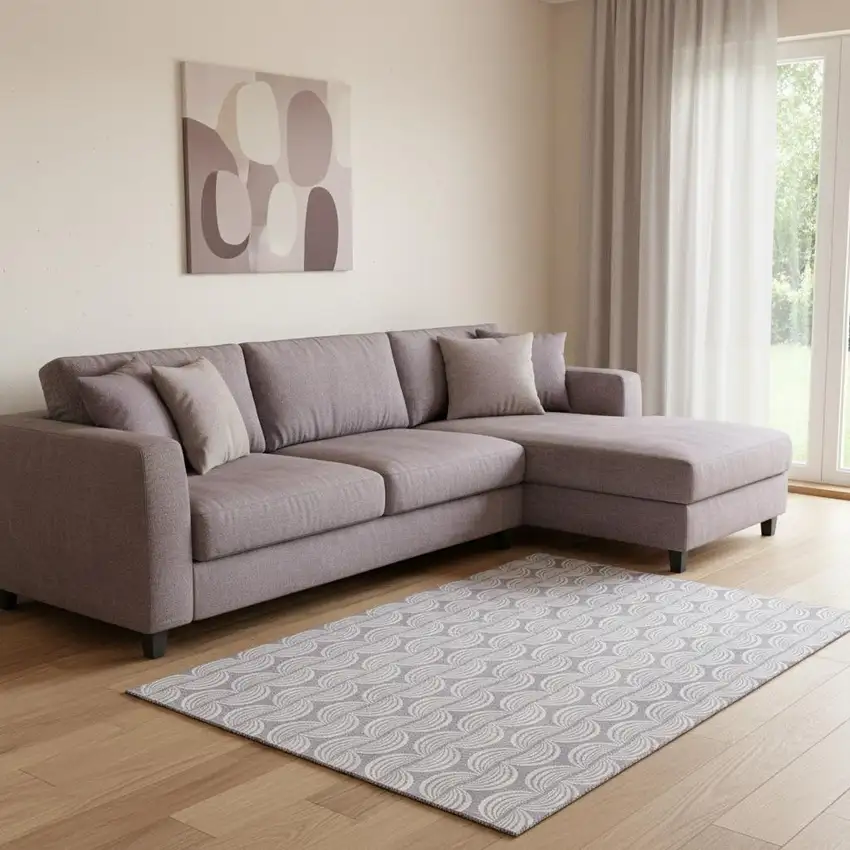 Lavender And Ivory Ogee Washable Area Rug With UV Protection Photo 2