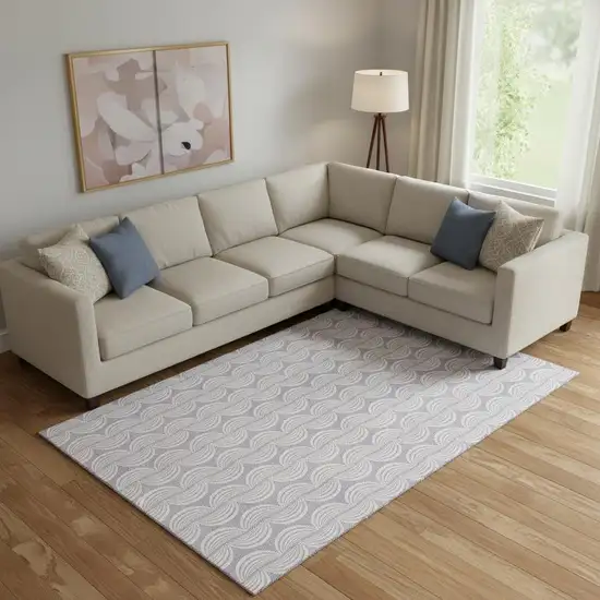 Lavender And Ivory Ogee Washable Area Rug With UV Protection Photo 2