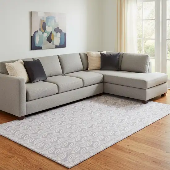 Lavender And Ivory Ogee Washable Area Rug With UV Protection Photo 2