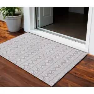 Photo of Lavender And Ivory Ogee Washable Indoor Outdoor Area Rug