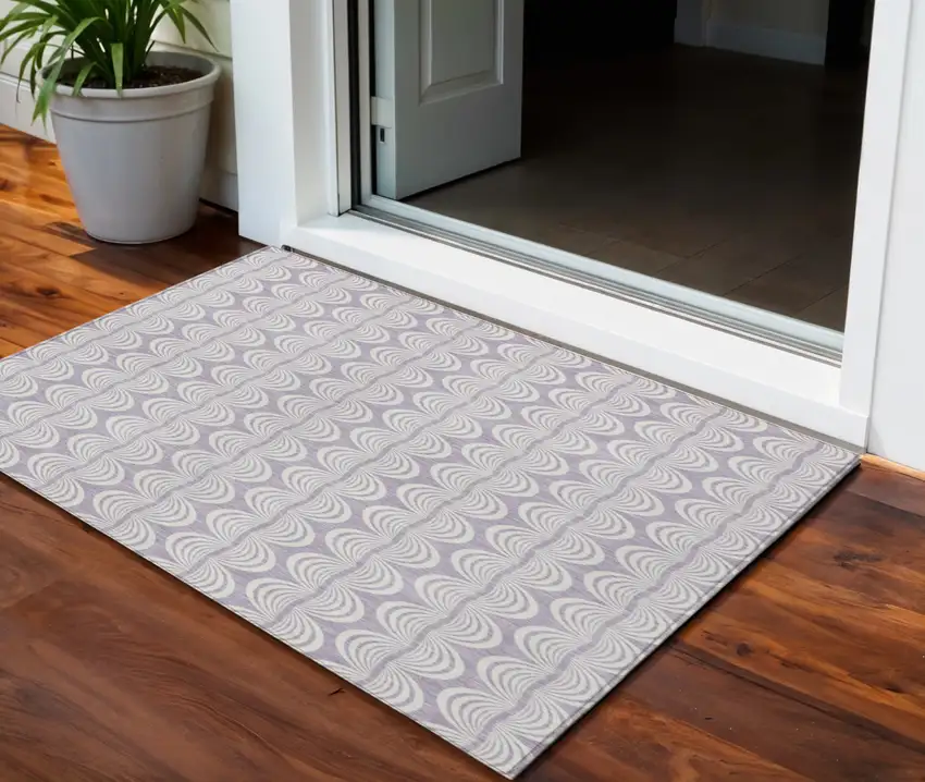 Lavender And Ivory Ogee Washable Indoor Outdoor Area Rug Photo 1