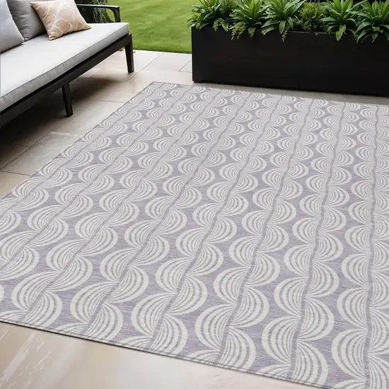 Lavender And Ivory Ogee Washable Indoor Outdoor Area Rug Photo 1