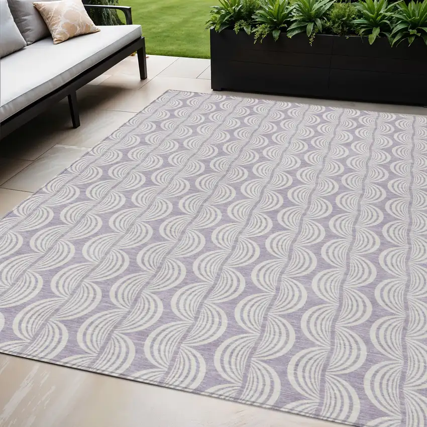 Lavender And Ivory Ogee Washable Indoor Outdoor Area Rug Photo 1