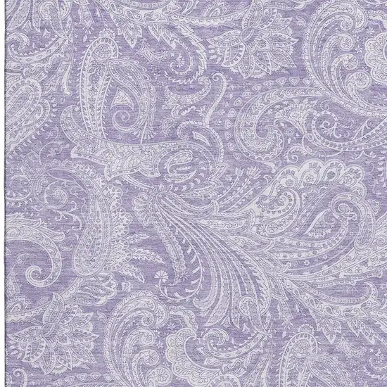Lavender And Ivory Paisley Washable Area Rug With UV Protection Photo 4