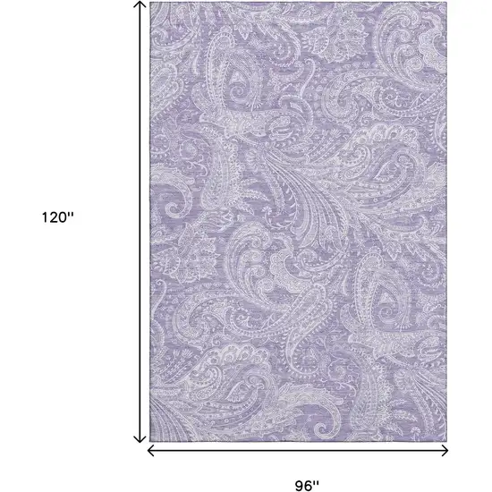 Lavender And Ivory Paisley Washable Area Rug With UV Protection Photo 3