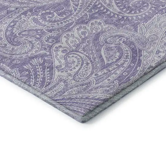 Lavender And Ivory Paisley Washable Area Rug With UV Protection Photo 9