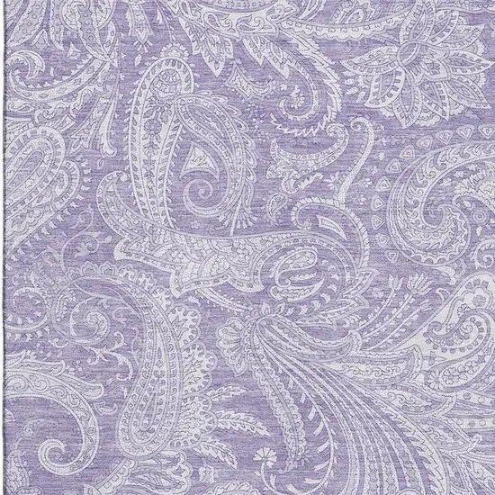 Lavender And Ivory Paisley Washable Area Rug With UV Protection Photo 4