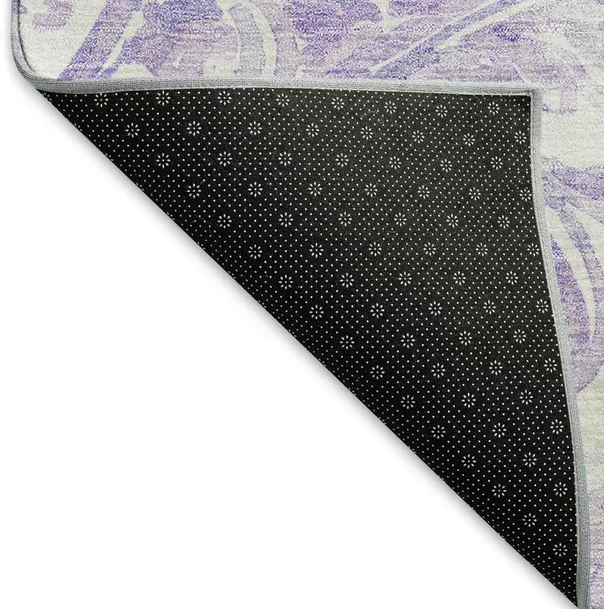 Lavender And Ivory Paisley Washable Area Rug With UV Protection Photo 7