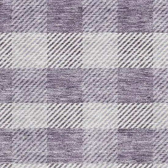 Lavender And Ivory Plaid Washable Area Rug With UV Protection Photo 2