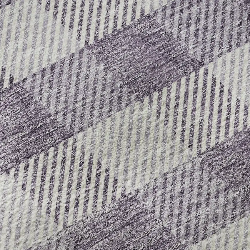 Lavender And Ivory Plaid Washable Area Rug With UV Protection Photo 9