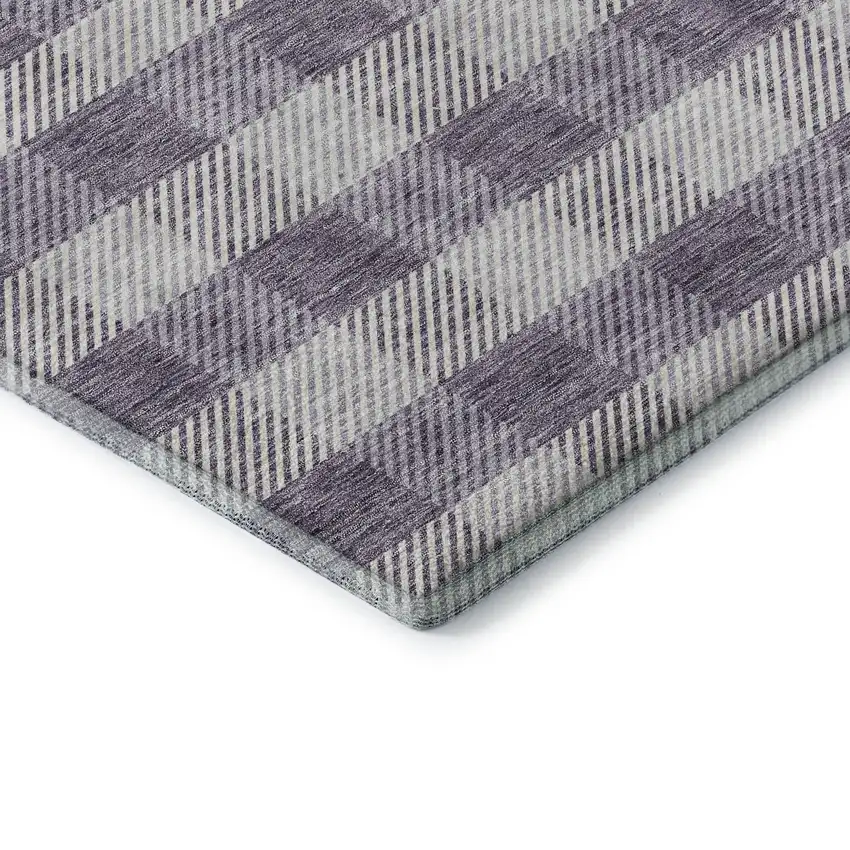 Lavender And Ivory Plaid Washable Area Rug With UV Protection Photo 7