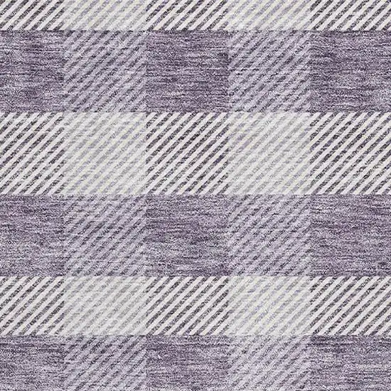 Lavender And Ivory Plaid Washable Area Rug With UV Protection Photo 2