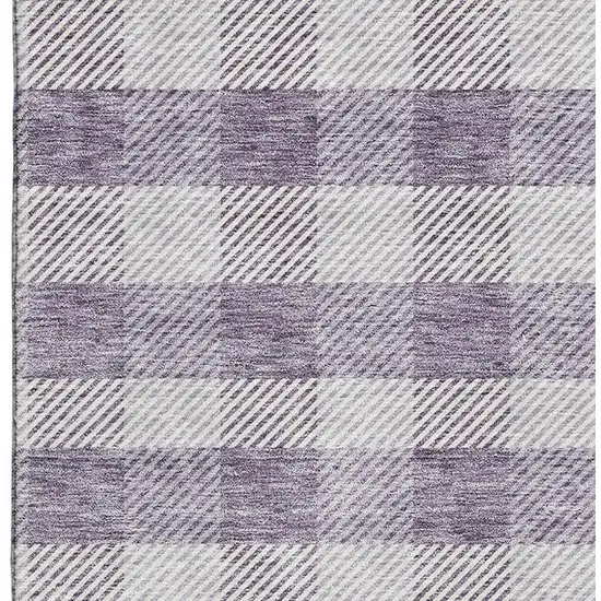 Lavender And Ivory Plaid Washable Area Rug With UV Protection Photo 3