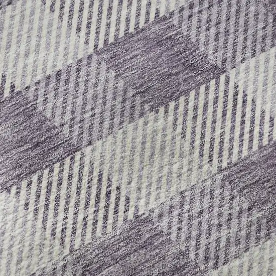 Lavender And Ivory Plaid Washable Area Rug With UV Protection Photo 9