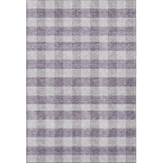 Lavender And Ivory Plaid Washable Area Rug With UV Protection Photo 3