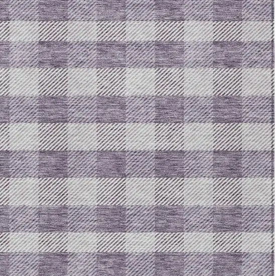 Lavender And Ivory Plaid Washable Indoor Outdoor Area Rug Photo 6