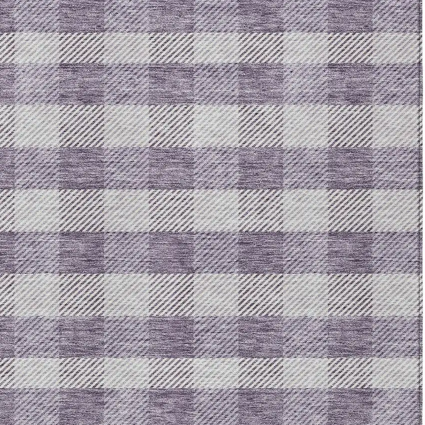 Lavender And Ivory Plaid Washable Indoor Outdoor Area Rug Photo 6