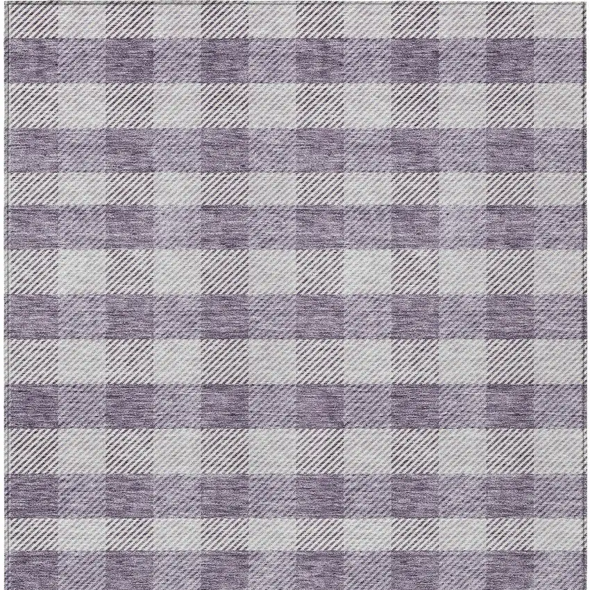 Lavender And Ivory Plaid Washable Indoor Outdoor Area Rug Photo 7
