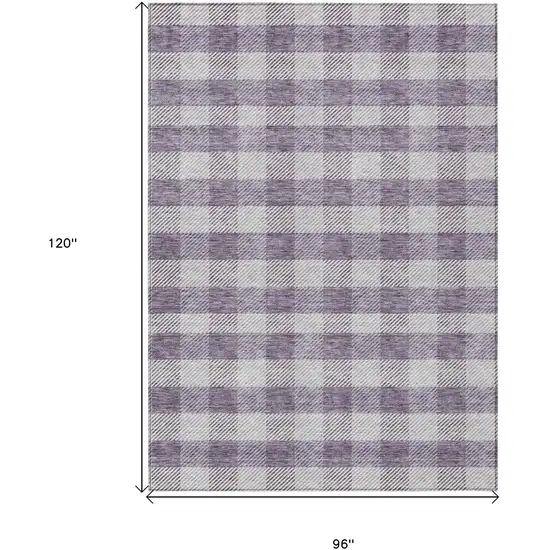 Lavender And Ivory Plaid Washable Indoor Outdoor Area Rug Photo 3