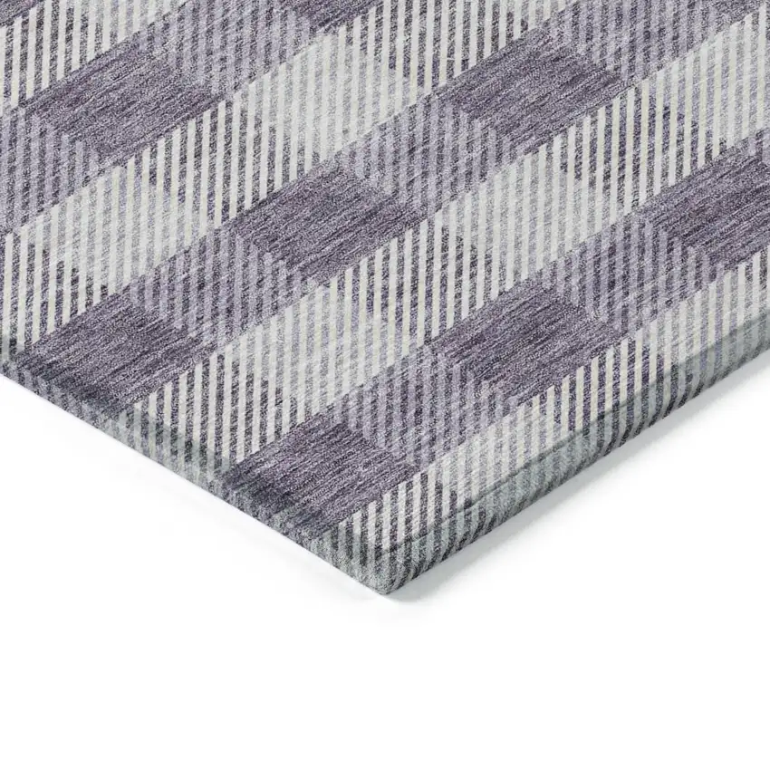 Lavender And Ivory Plaid Washable Indoor Outdoor Area Rug Photo 5