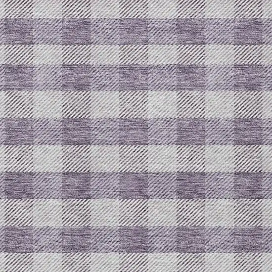 Lavender And Ivory Plaid Washable Indoor Outdoor Area Rug Photo 6