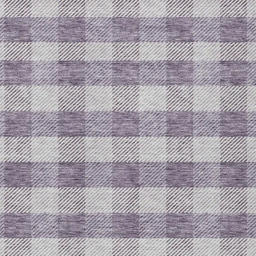 Lavender And Ivory Plaid Washable Indoor Outdoor Area Rug Photo 6