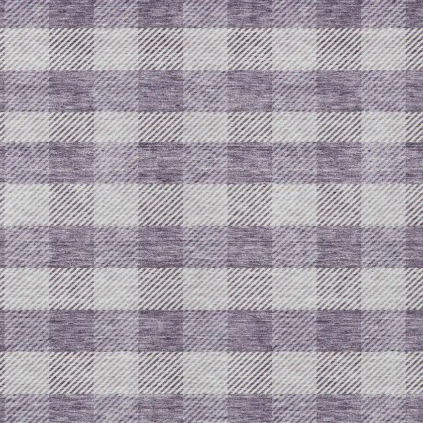 Lavender And Ivory Plaid Washable Indoor Outdoor Area Rug Photo 6