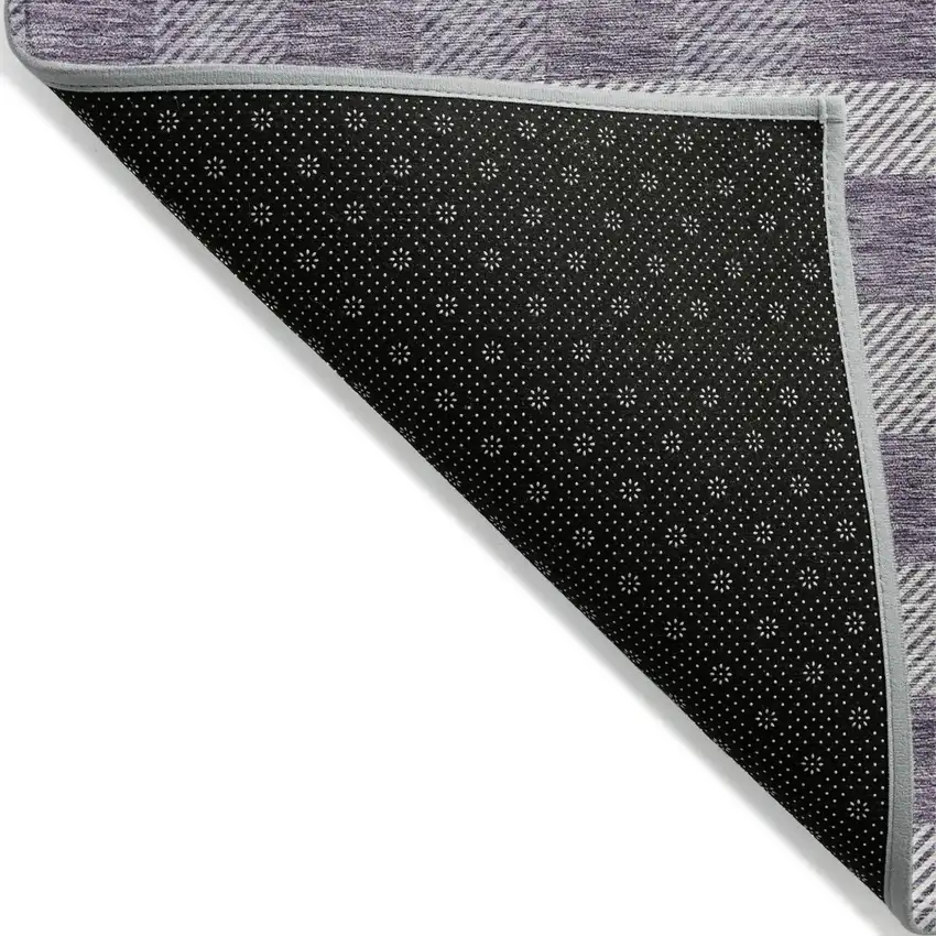 Lavender And Ivory Plaid Washable Indoor Outdoor Area Rug Photo 4