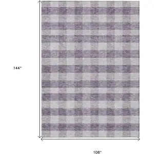 Photo of Lavender And Ivory Plaid Washable Indoor Outdoor Area Rug