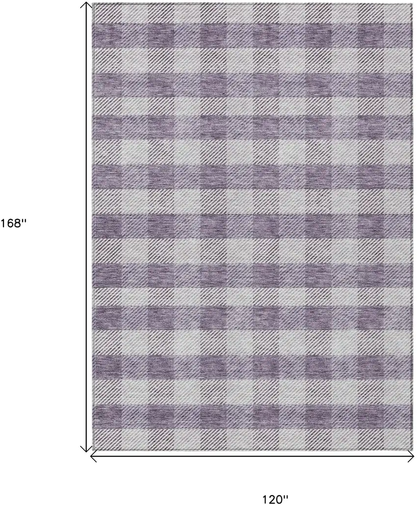 Lavender And Ivory Plaid Washable Indoor Outdoor Area Rug Photo 3