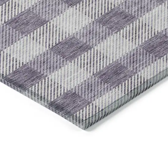 Lavender And Ivory Plaid Washable Indoor Outdoor Area Rug Photo 5